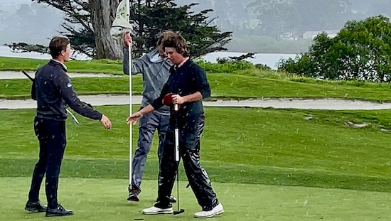 AJ Fitzgerald (right) is congratulated by Giulio Zanichelli